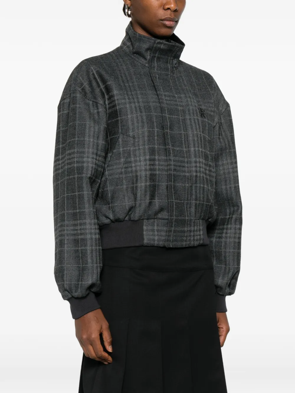  Balenciaga Check Bomber Jacket - Grey 