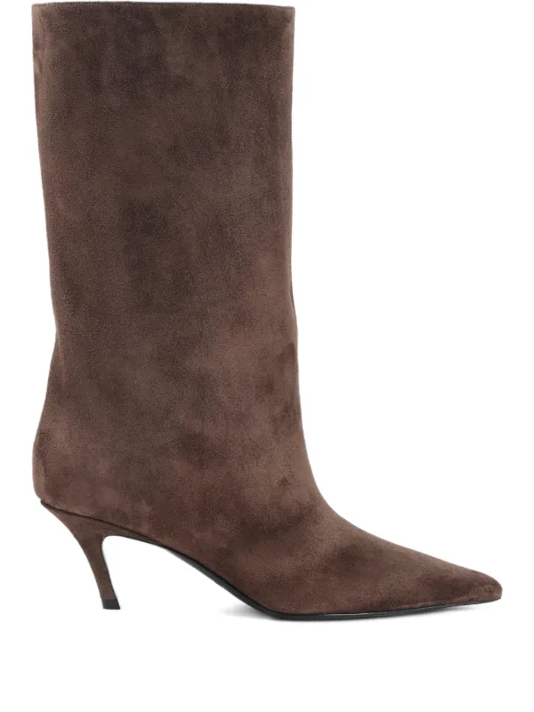 Amina Muaddi Pointed-toe Stiletto-heel Boots in Brown