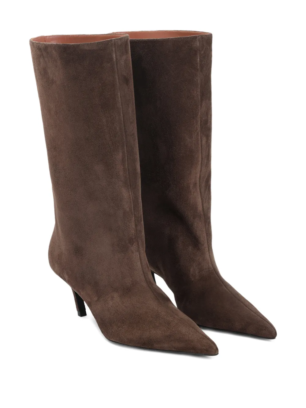Amina Muaddi Pointed-toe Stiletto-heel Boots In Brown