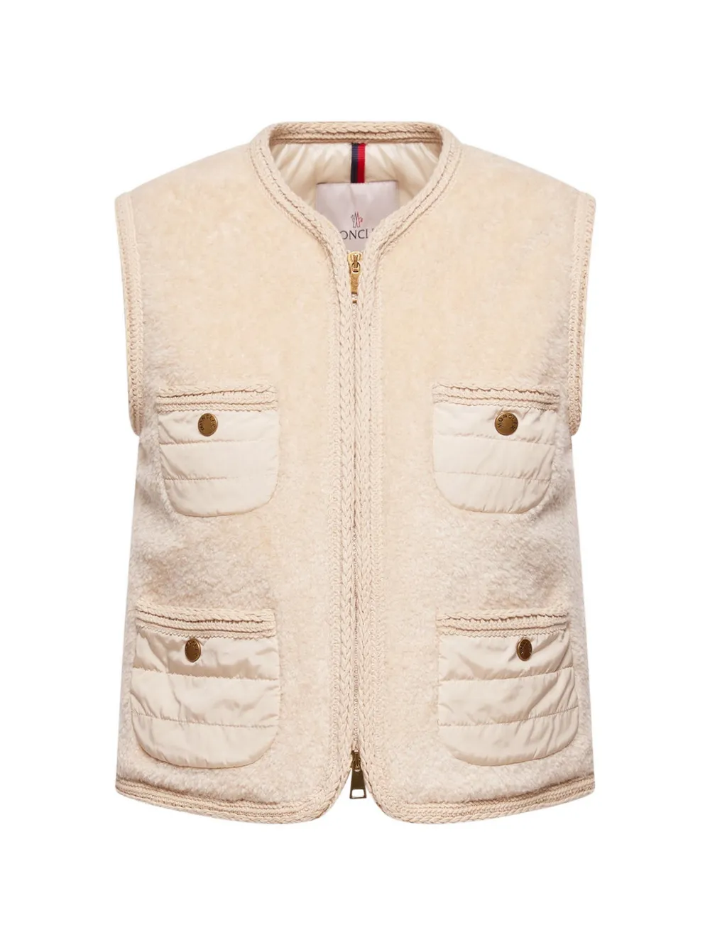 Moncler Gilet met zak en rits Beige