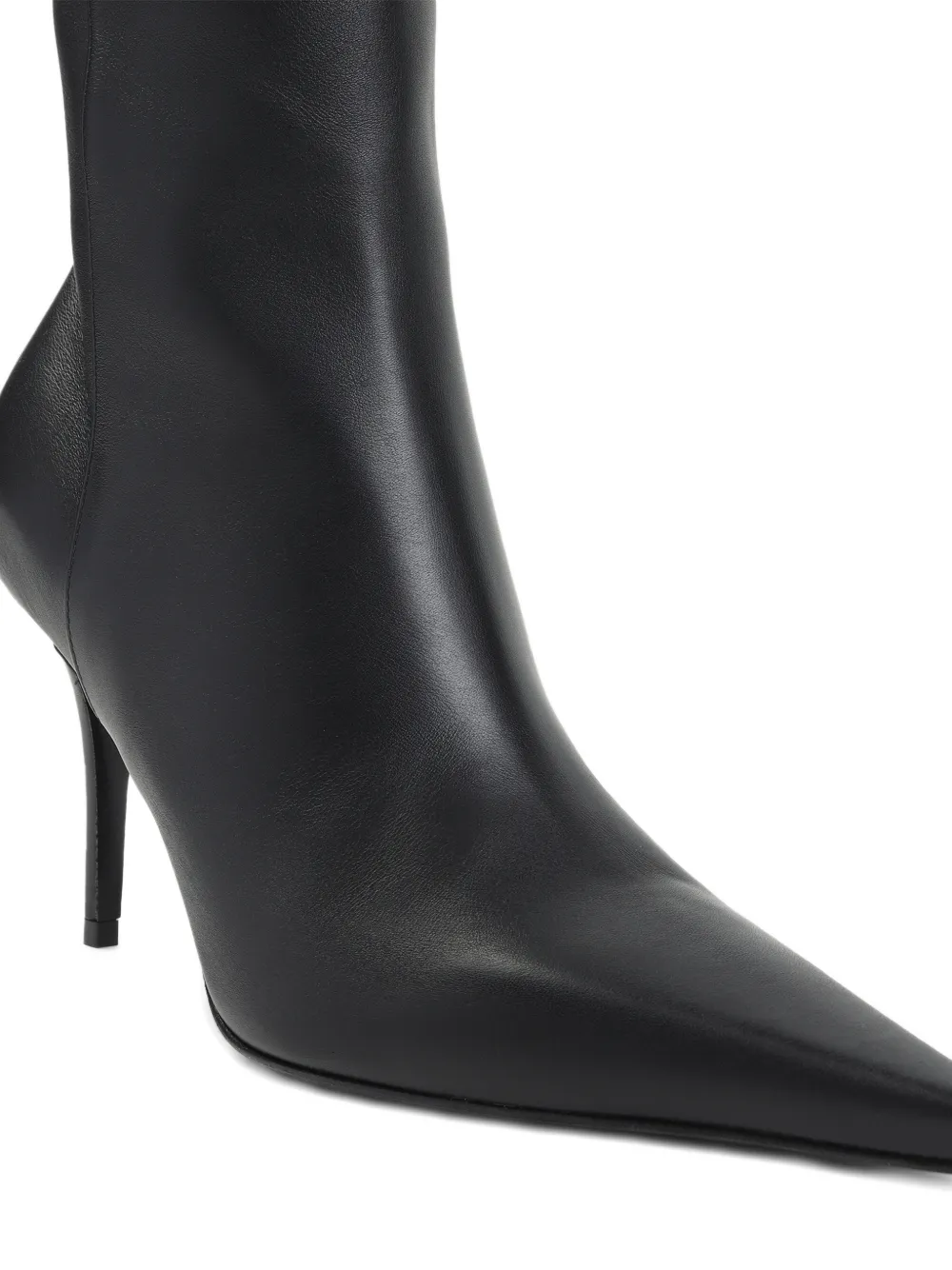 Amina Muaddi Pointed-toe Side-zip Leather Boots In Black