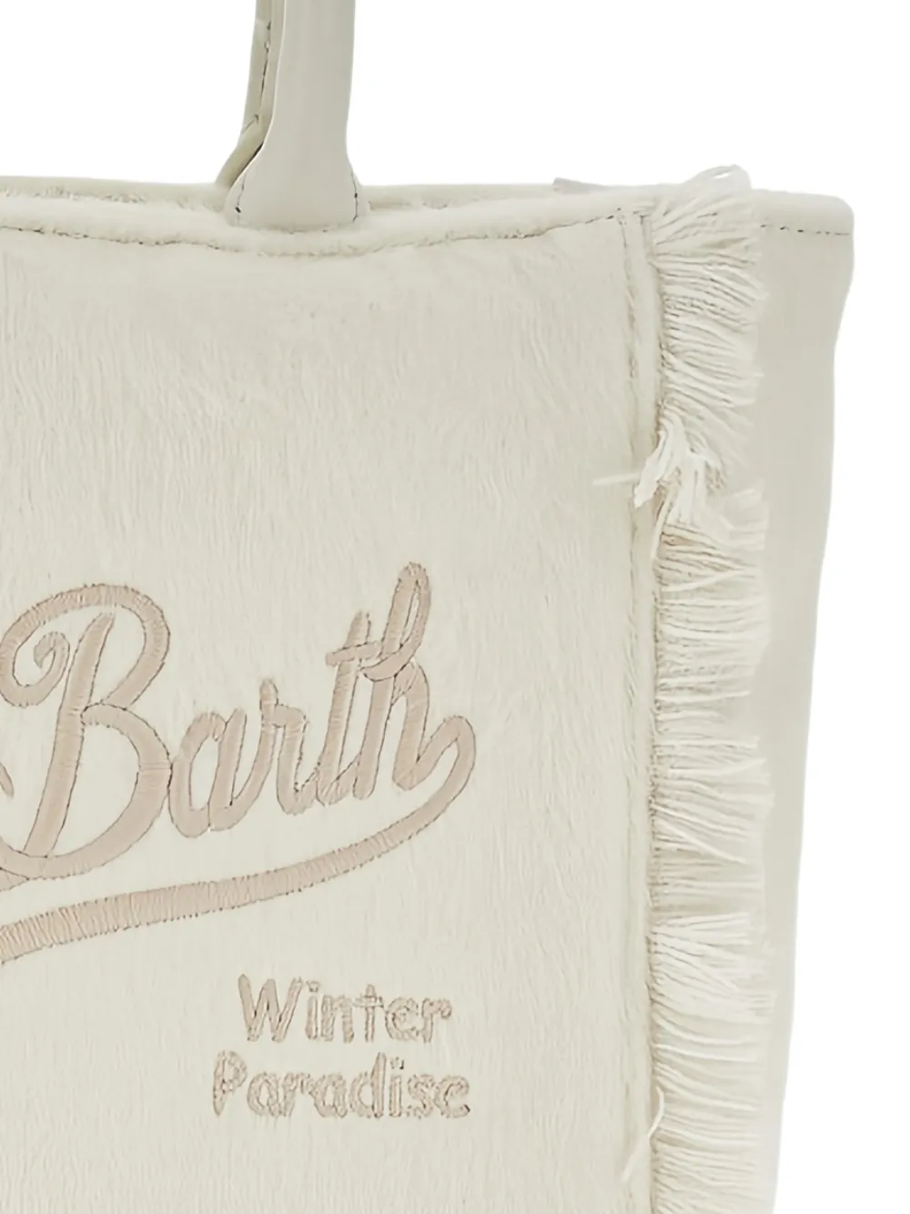 MC2 Saint Barth Kids Shopper met borduurwerk en franje - Beige