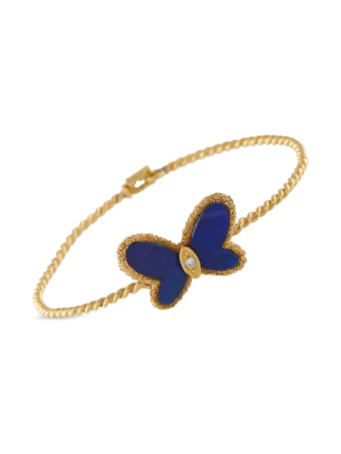 Van Cleef & Arpels 18K yellow gold butterfly-detail diamond and lapis lazuli bracelet