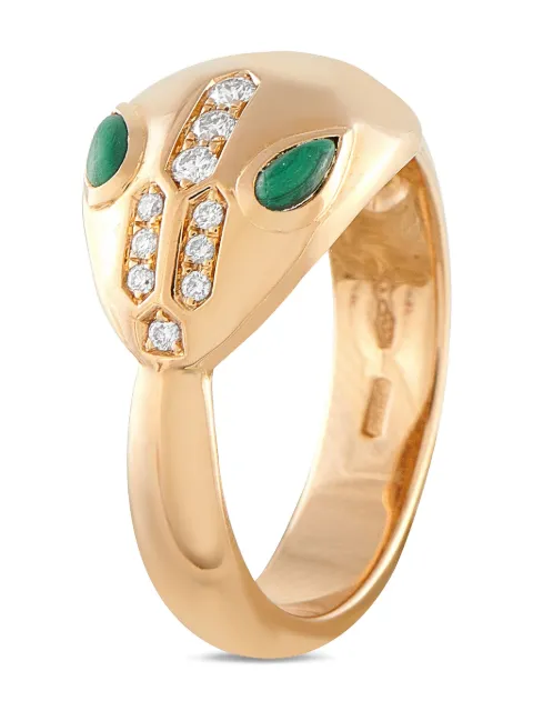 Bvlgari Pre-Owned 18kt Serpenti Rotgoldring mit Diamant und Malachit