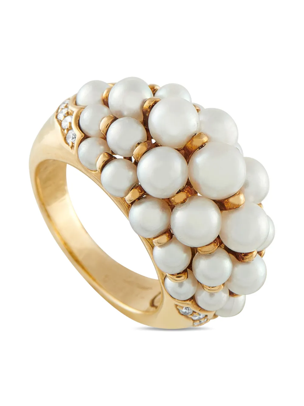 Cartier 1991 18K yellow gold dome-shaped diamond and pearl ring - Cartier 1991 18K yellow gold dome-shaped diamond and pearl ring -