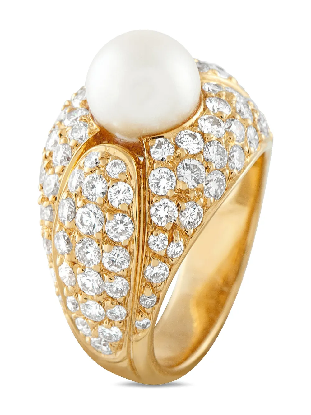 CARTIER Pre-owned 18k Yellow Gold Diamond And Pearl Ring