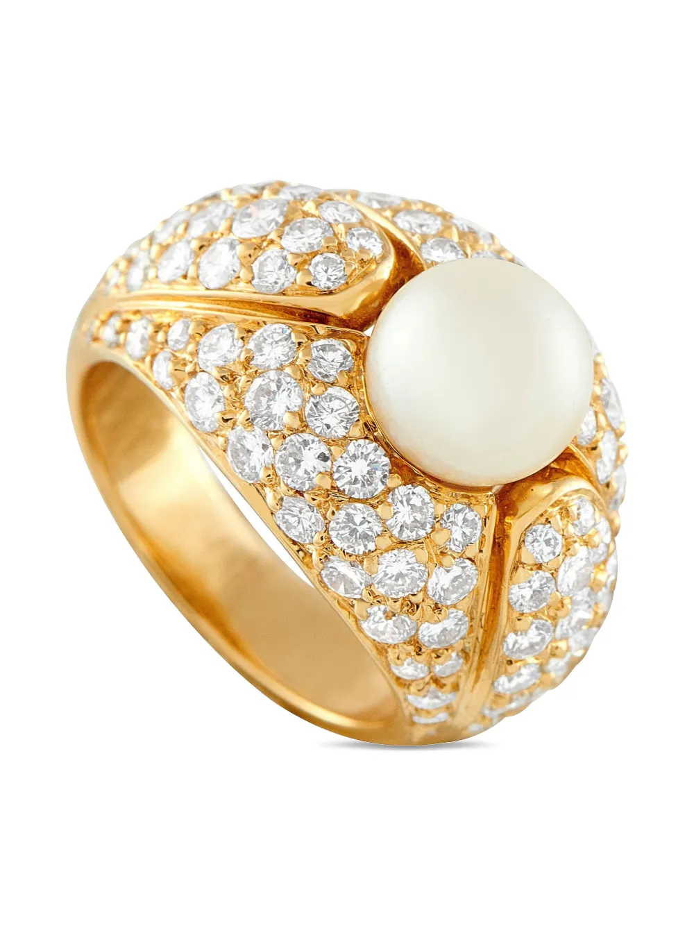 Cartier 18K yellow gold diamond and pearl ring - ゴールドトーン Cartier 18K yellow gold diamond and pearl ring - ゴールドトーン
