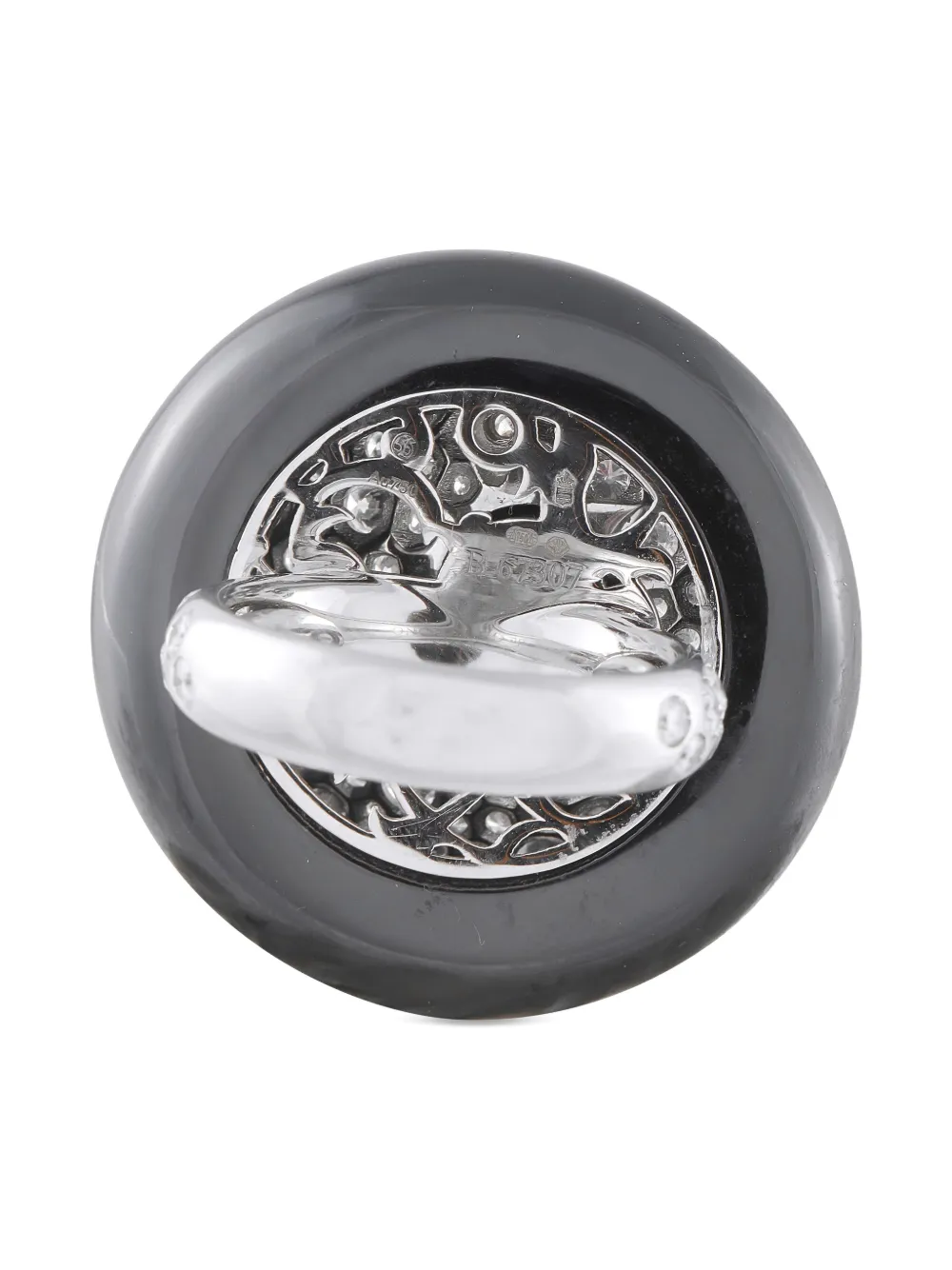 Pre-owned De Grisogono 18k White Gold  Diamond And Onyx Ring In Silver