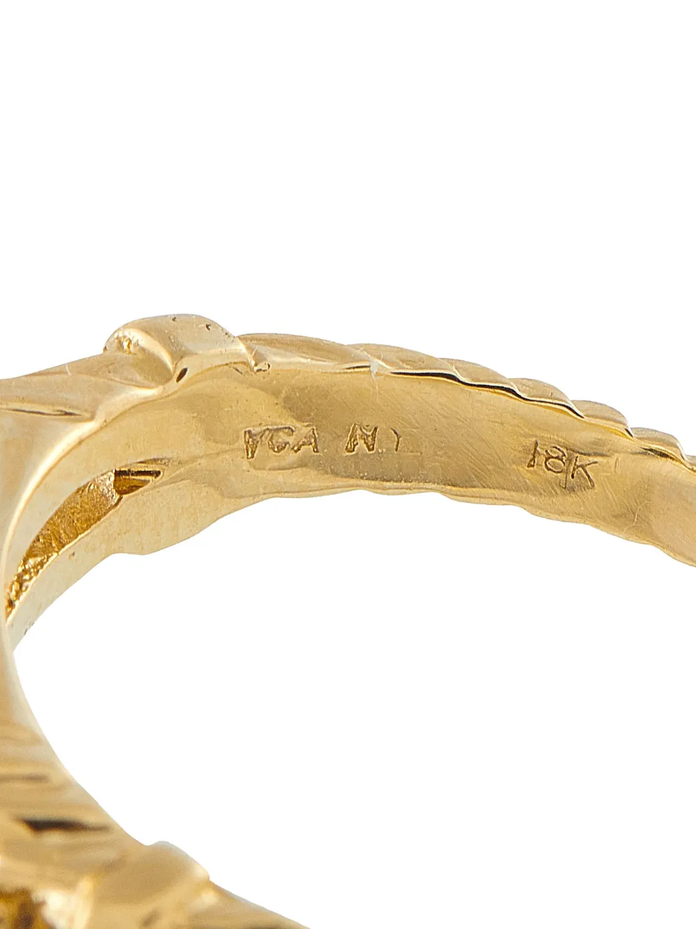 VAN CLEEF & ARPELS Pre-owned 18k Yellow Gold Alhambra Diamond And Lapis Lazuli Ring