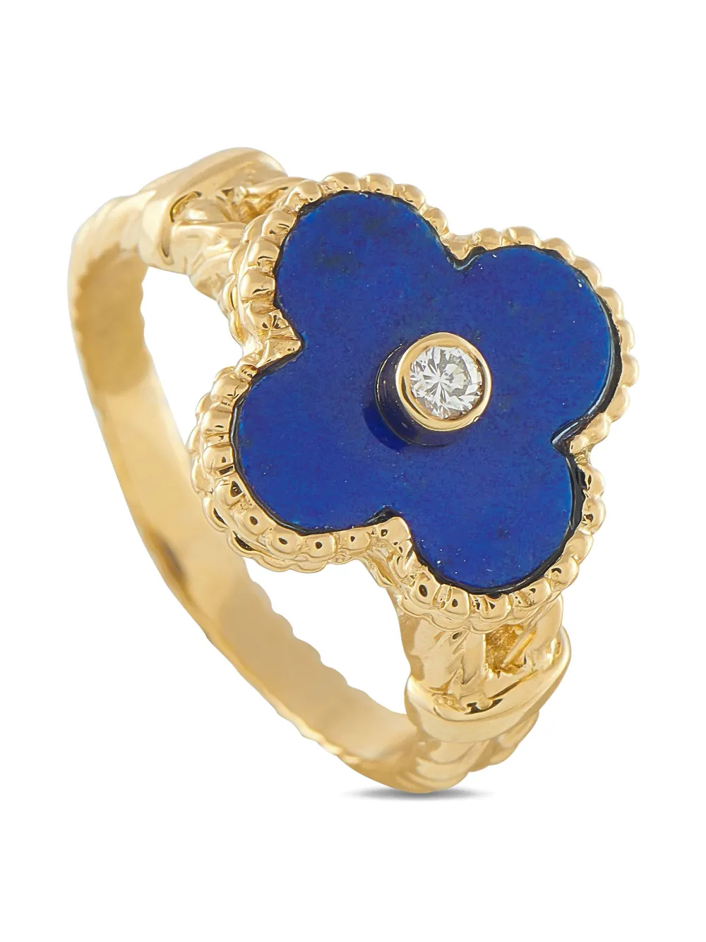 Van Cleef & Arpels 18K yellow gold Alhambra diamond and lapis lazuli ring - Oro
