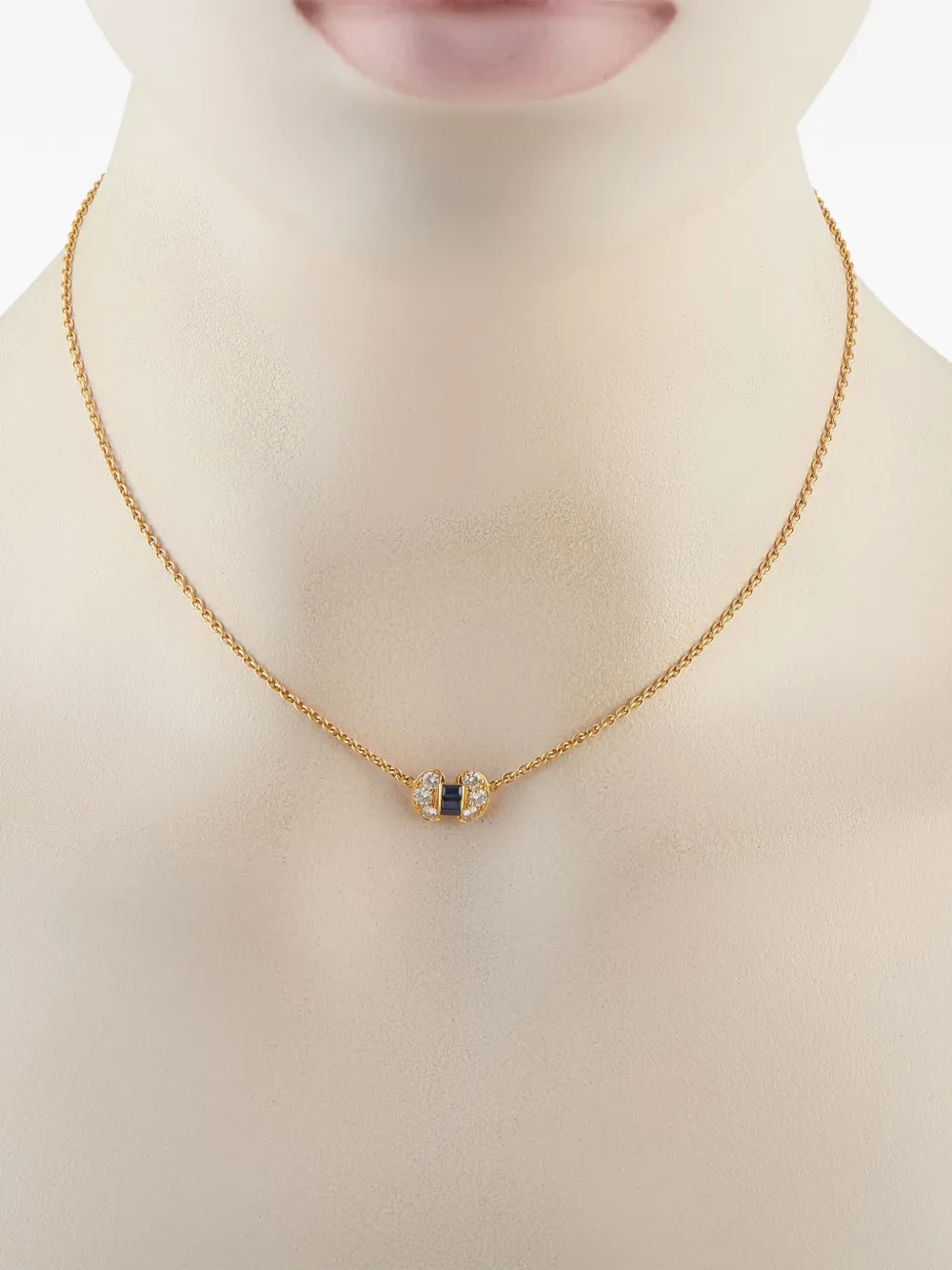 VAN CLEEF & ARPELS Pre-owned 18k Yellow Gold Diamond Sapphire Necklace