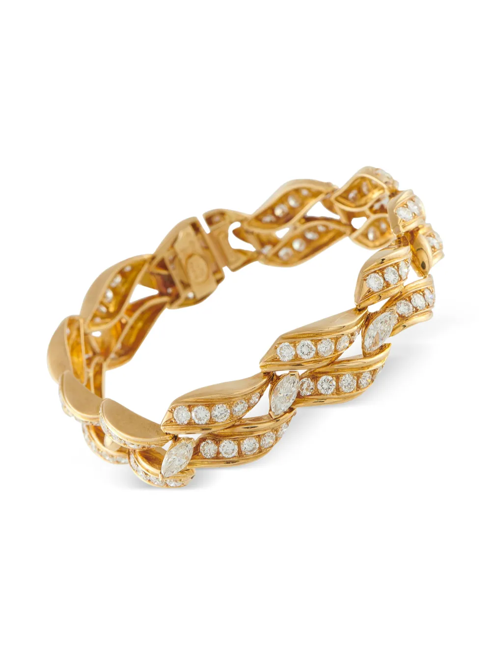 Chaumet 18K yellow gold wave-link diamond bracelet - Oro