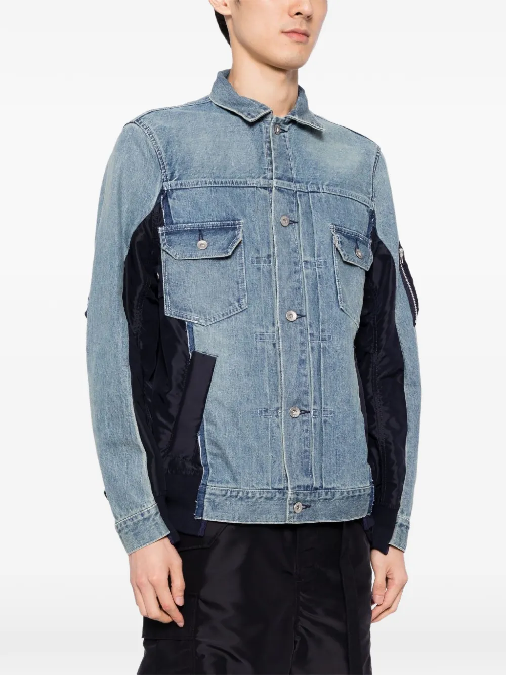 sacai button-fastening panelled jacket Blauw