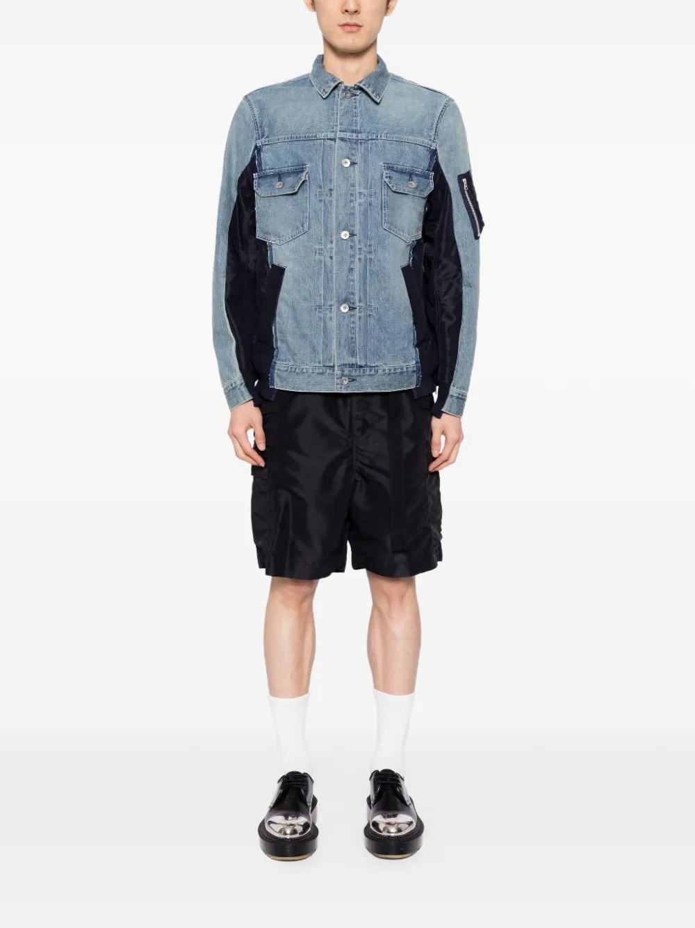 sacai button-fastening panelled jacket | Denim Jackets | Image 2