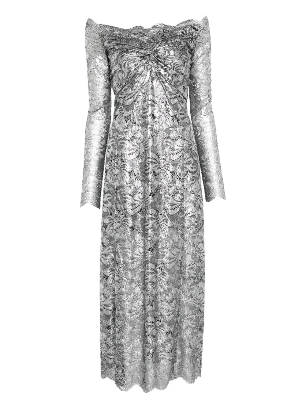 Rabanne floral off-the-shoulder maxi dress - Argento