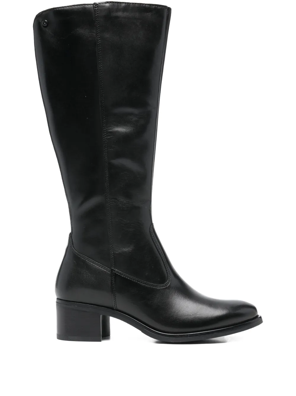 Keys Logo-detail Leather Boots In Black