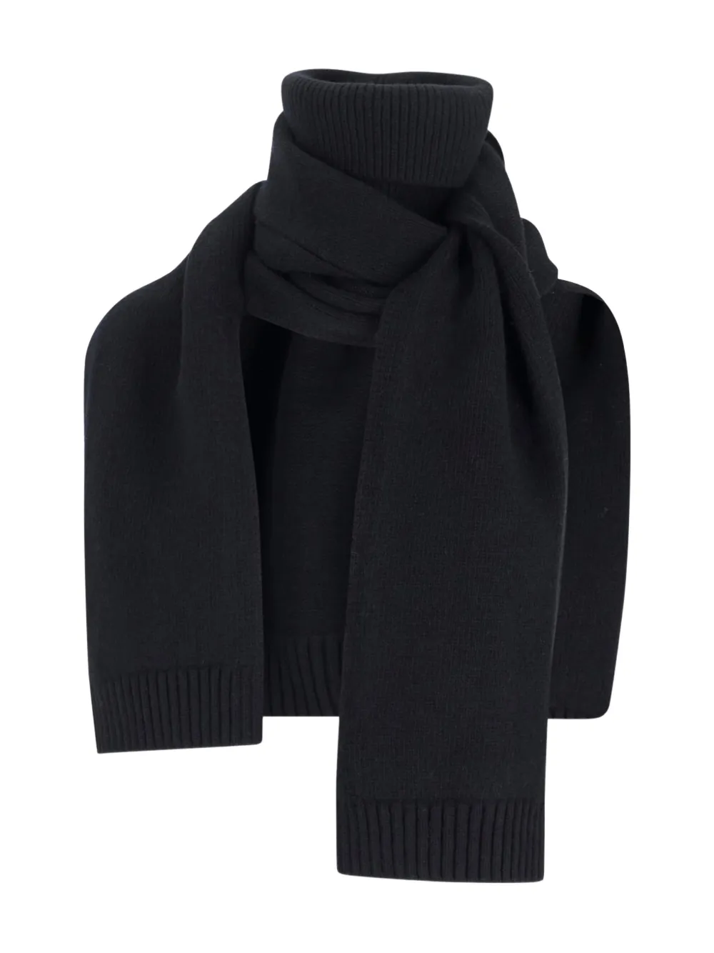 Lvir Scarf With Collar In Wool Blend In Black