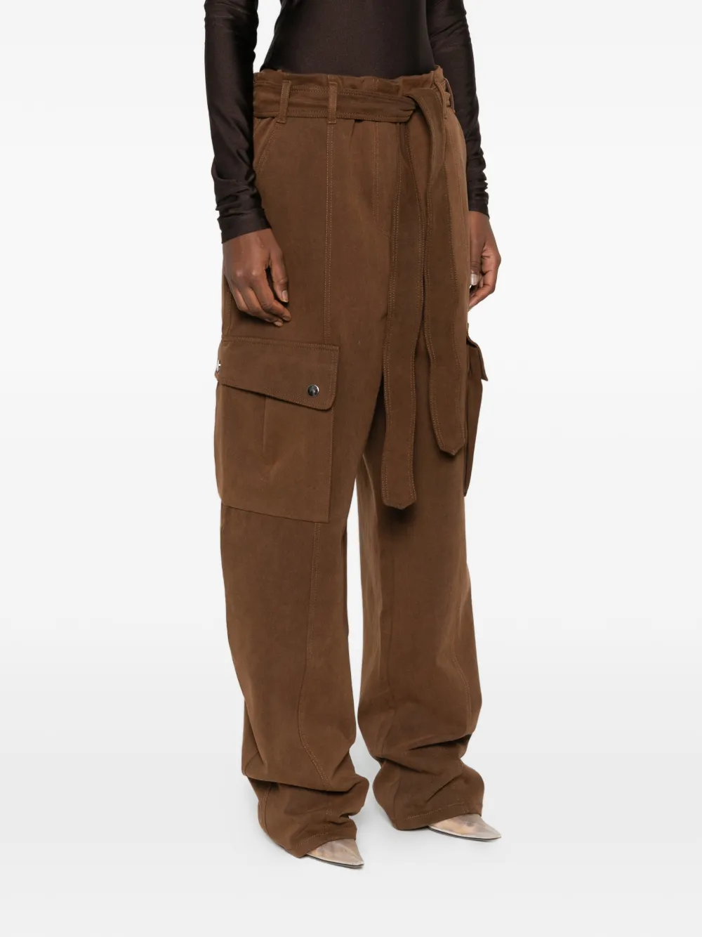The Andamane Belt-fastening Cargo-pocket Trousers In Brown