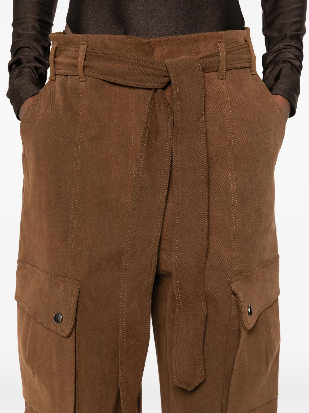 The Andamane Belt-fastening Cargo-pocket Trousers In Brown