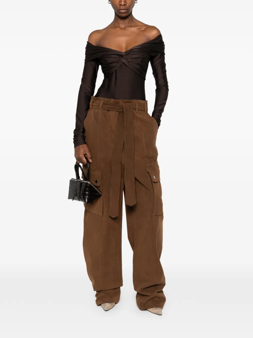 THE ANDAMANE belt-fastening cargo-pocket trousers - Bruin