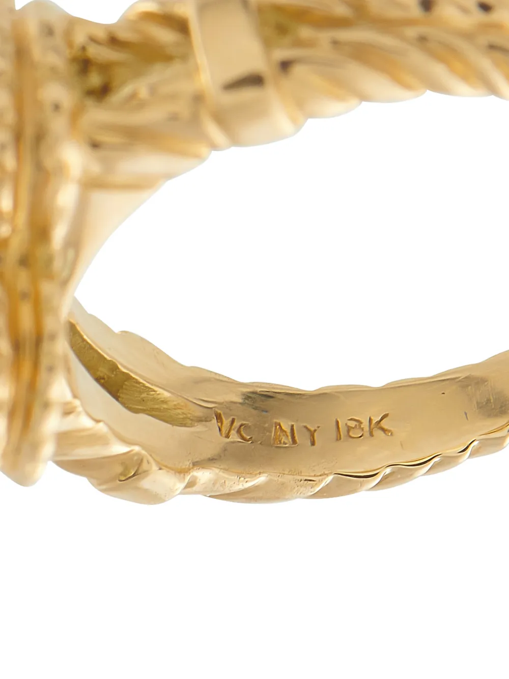 VAN CLEEF & ARPELS Pre-owned 18k Yellow Gold Alhambra Diamond And Onyx Ring