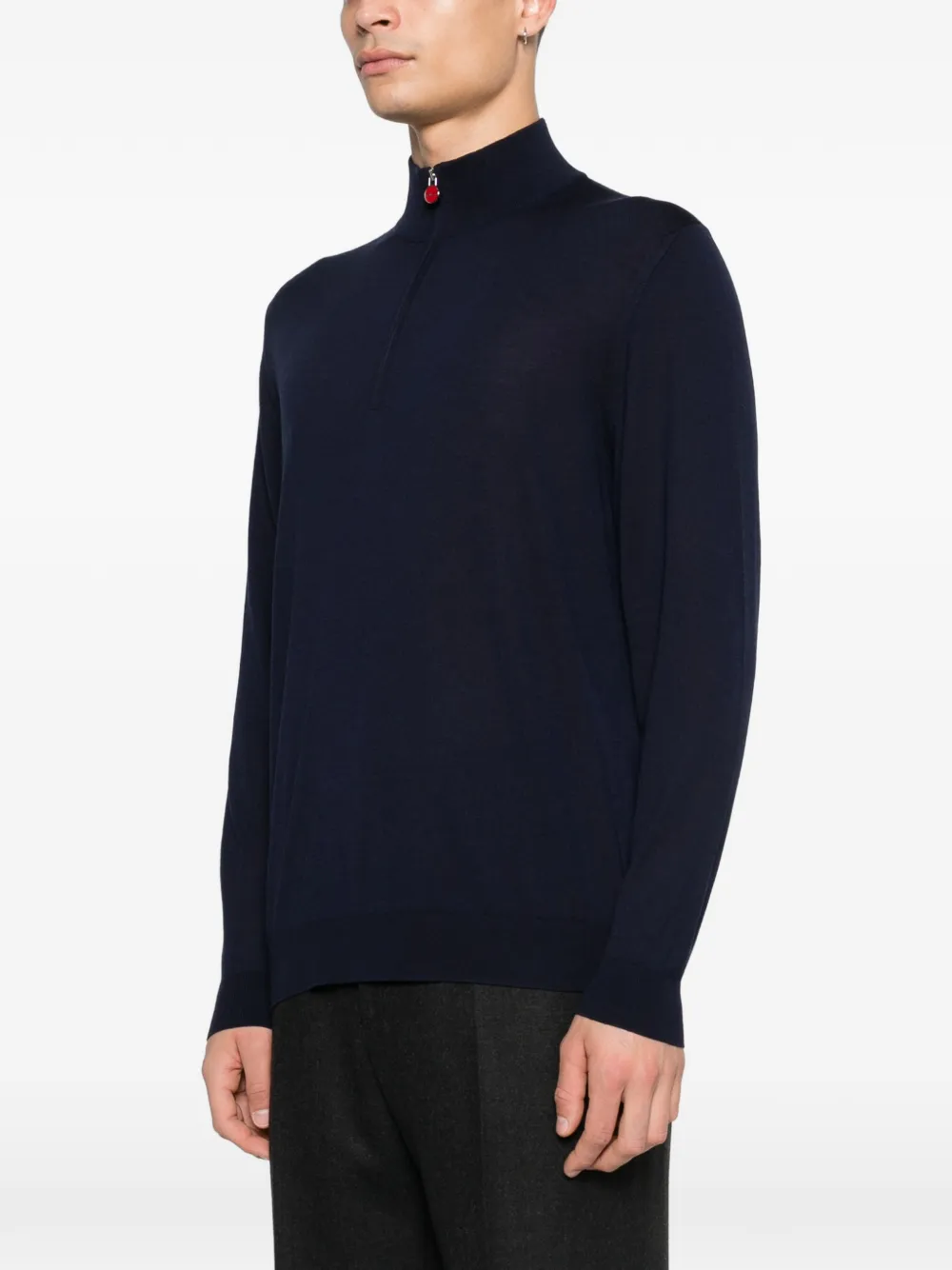  Kiton Pull Zippé à Col Montant - Bleu 