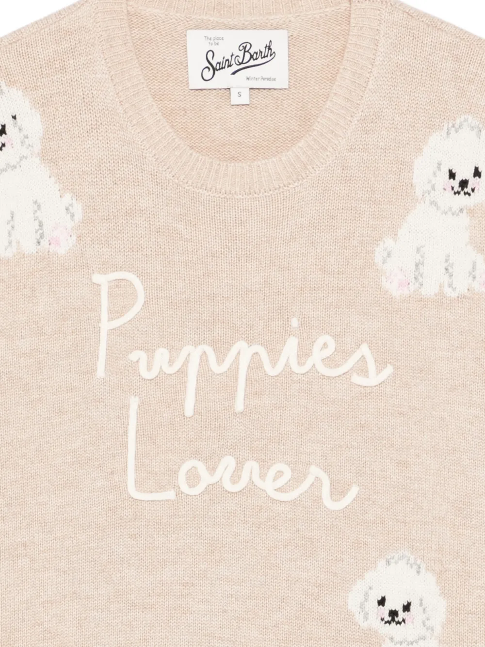 MC2 Saint Barth Trui met puppy patroon Beige