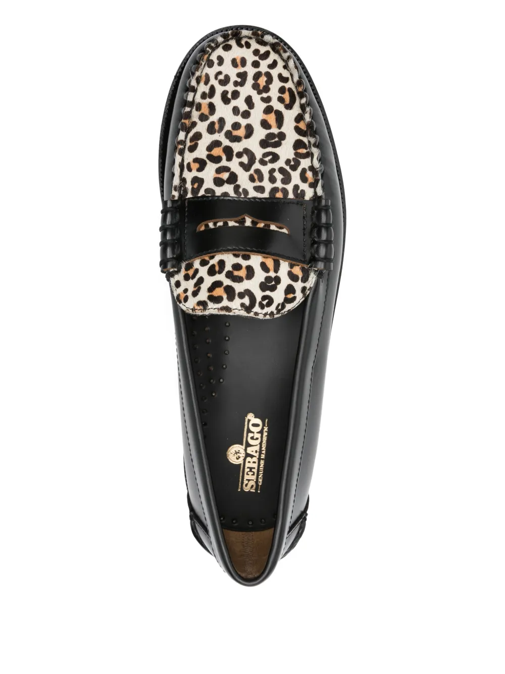Sebago Loafers met luipaardprint Zwart