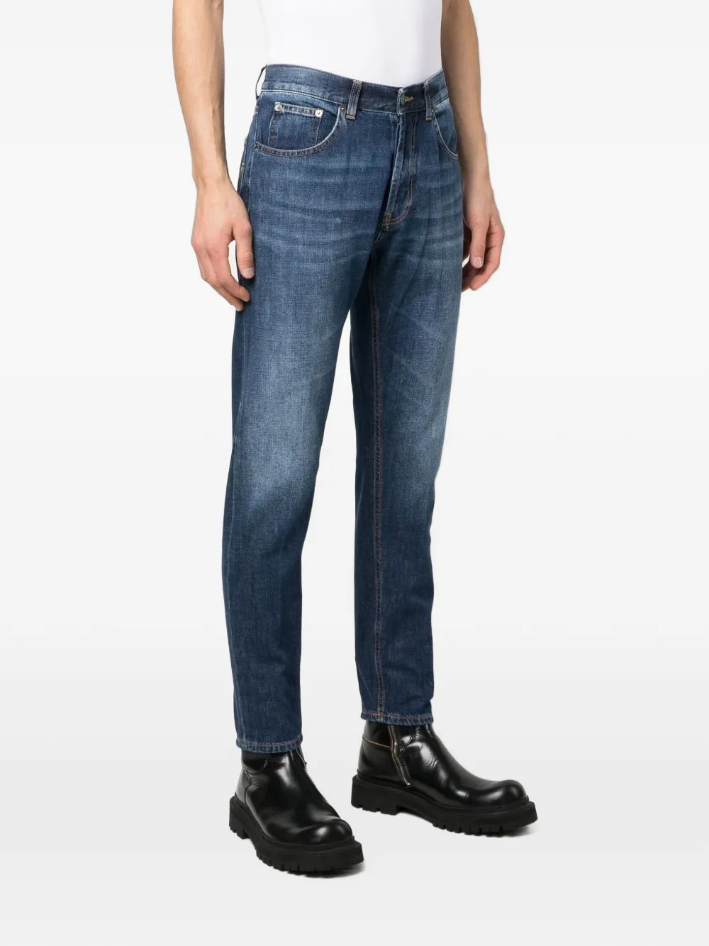 Dondup Faded-effect Five-pocket Jeans In Blue