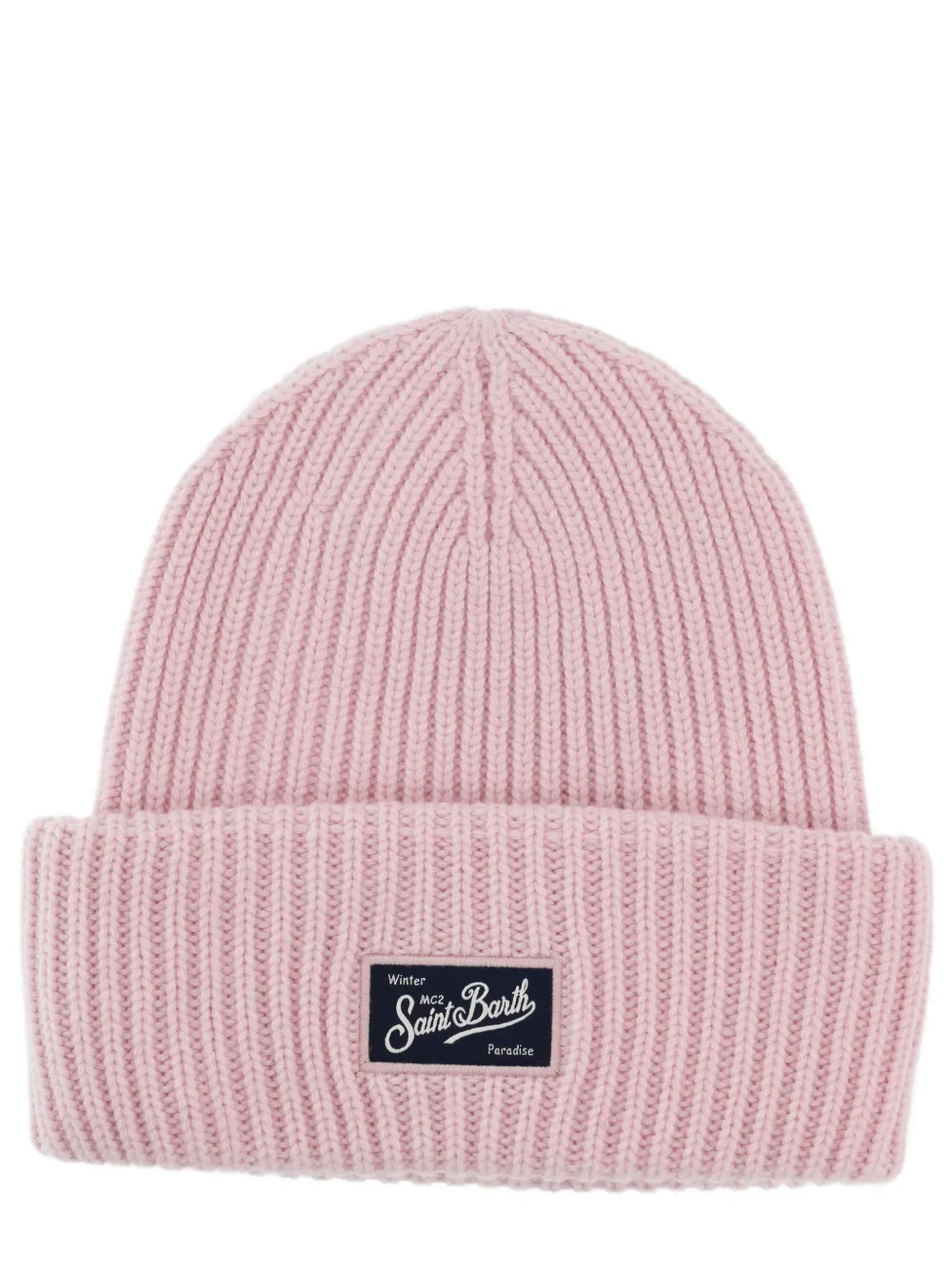 MC2 Saint Barth ribbed logo-patch beanie hat - Roze