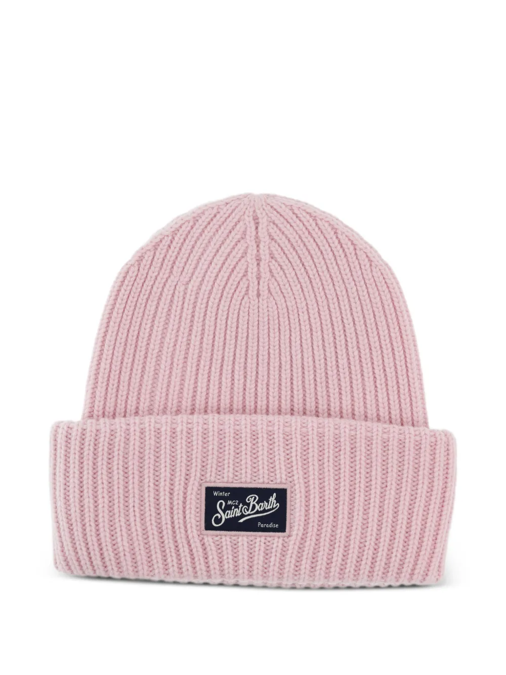 MC2 Saint Barth ribbed logo-patch beanie hat - Rosa