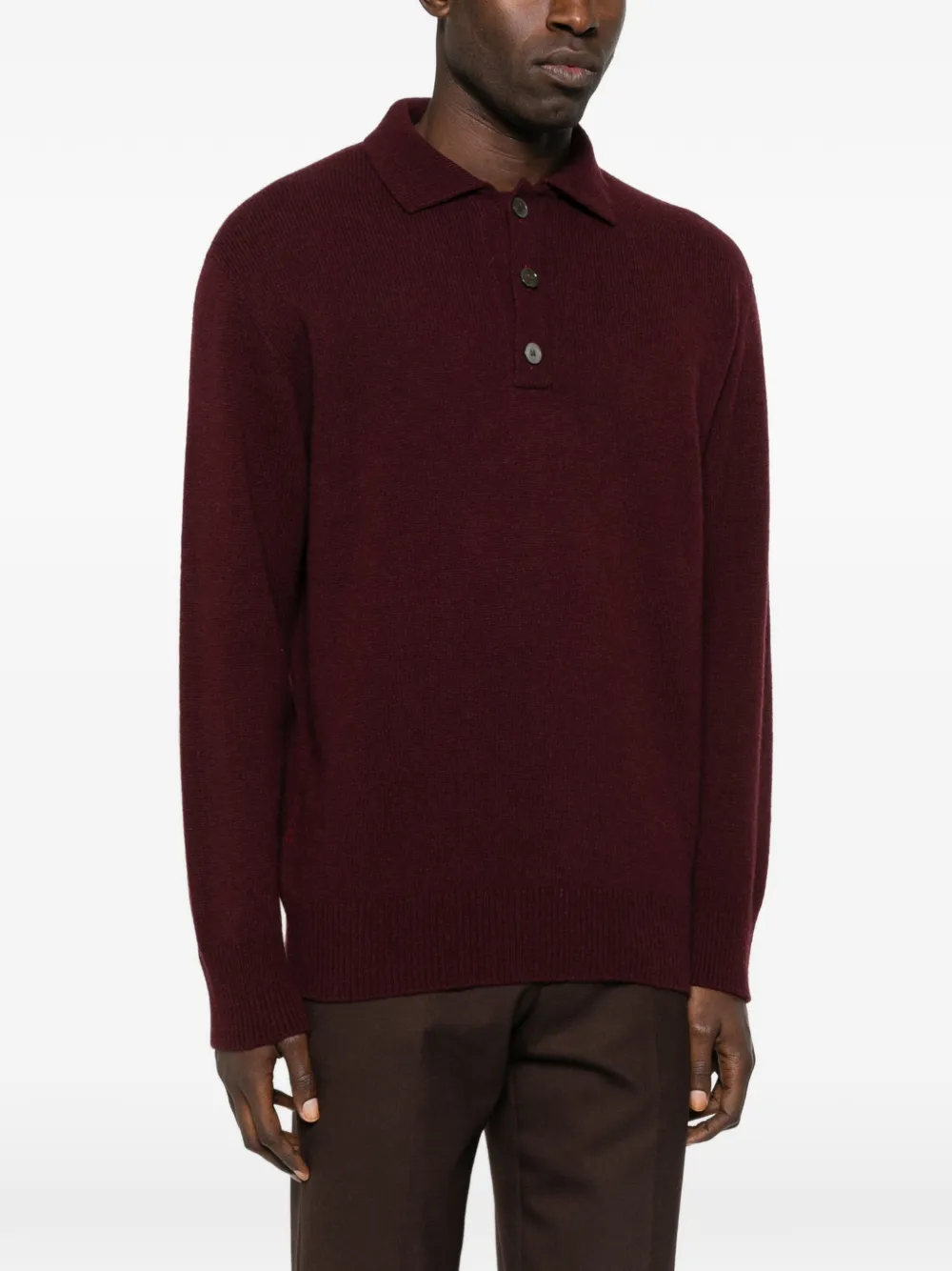  Amaranto Buttoned Collar Sweater - Purple 