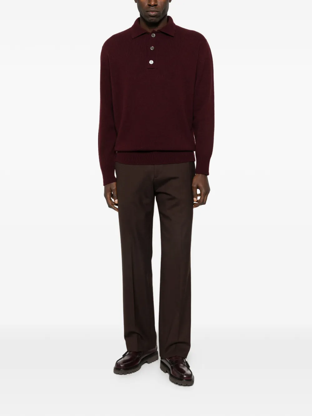 AMARANTO buttoned collar sweater - Paars