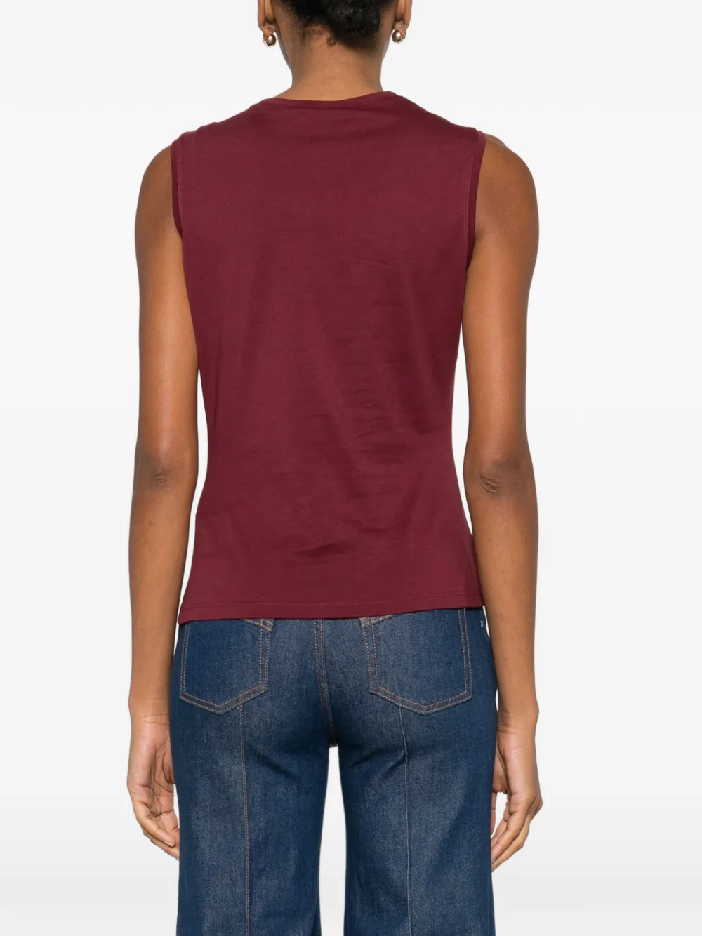 Ulla Johnson Clio Sleeveless Organic Cotton Ruched Top In Red
