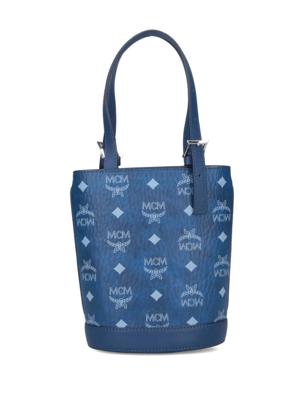 Mcm Mini Logo-print Tote Bag In Blue
