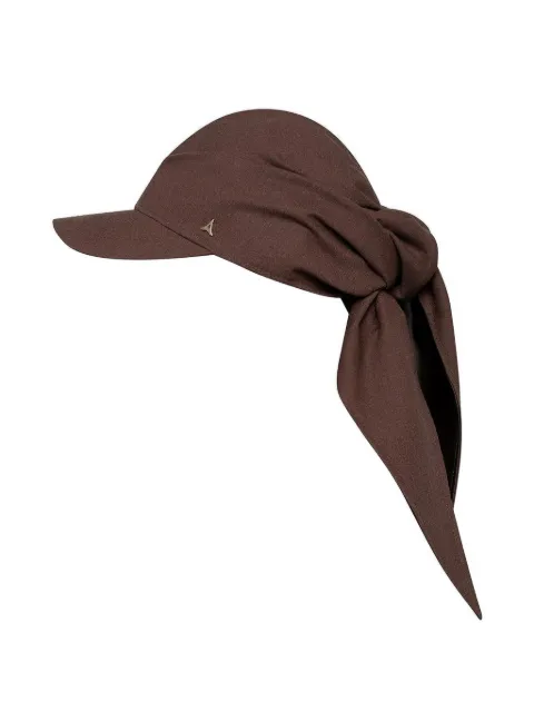 Manière De Voir Arianne linen self-tie fastening brown baseball cap