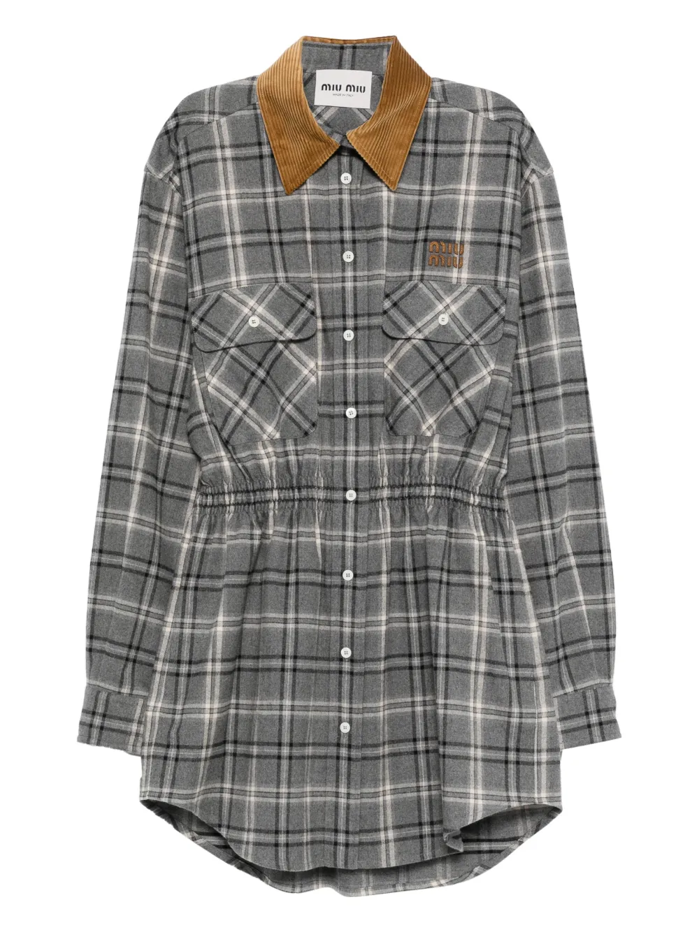 Miu Miu Abito corto con colletto a coste | grigio | Image 1