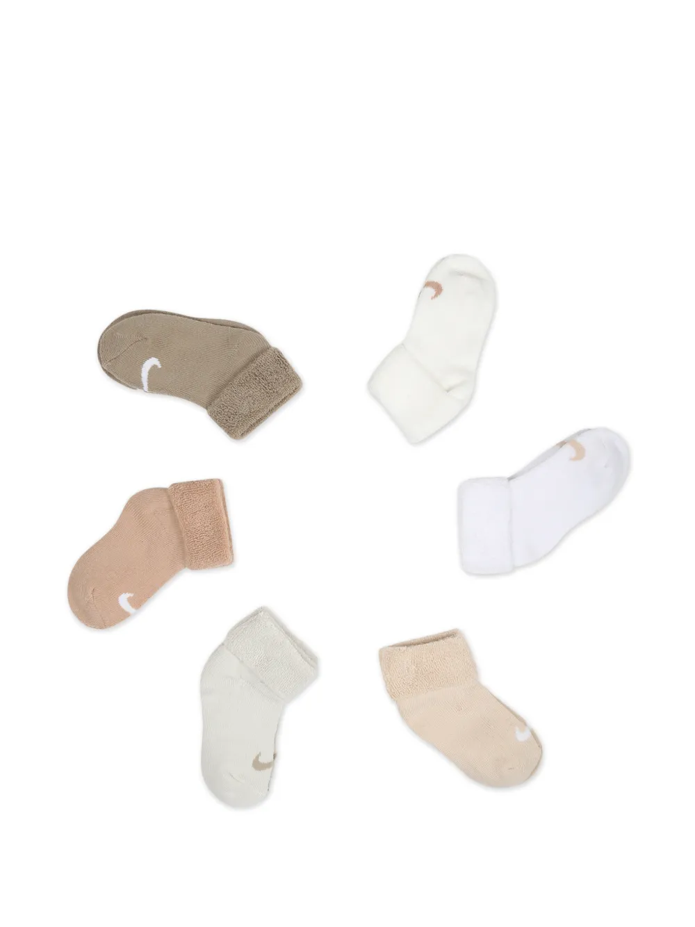 Nike Kids logo-detail socks (pack of six) - Beige