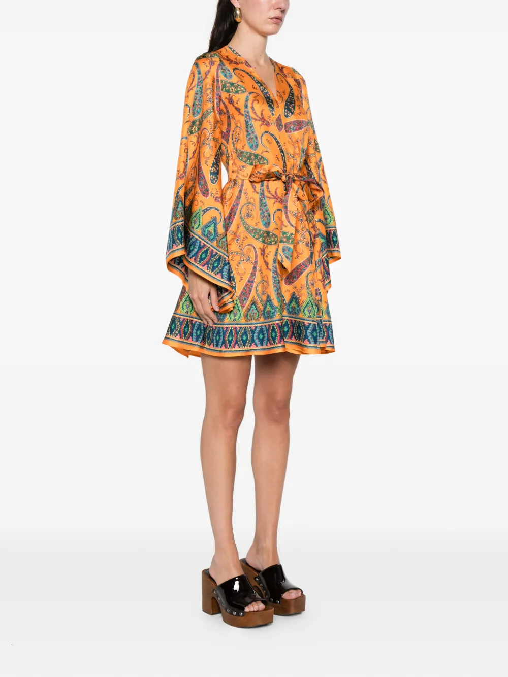 ETRO Zijden jurk met paisley-print Oranje