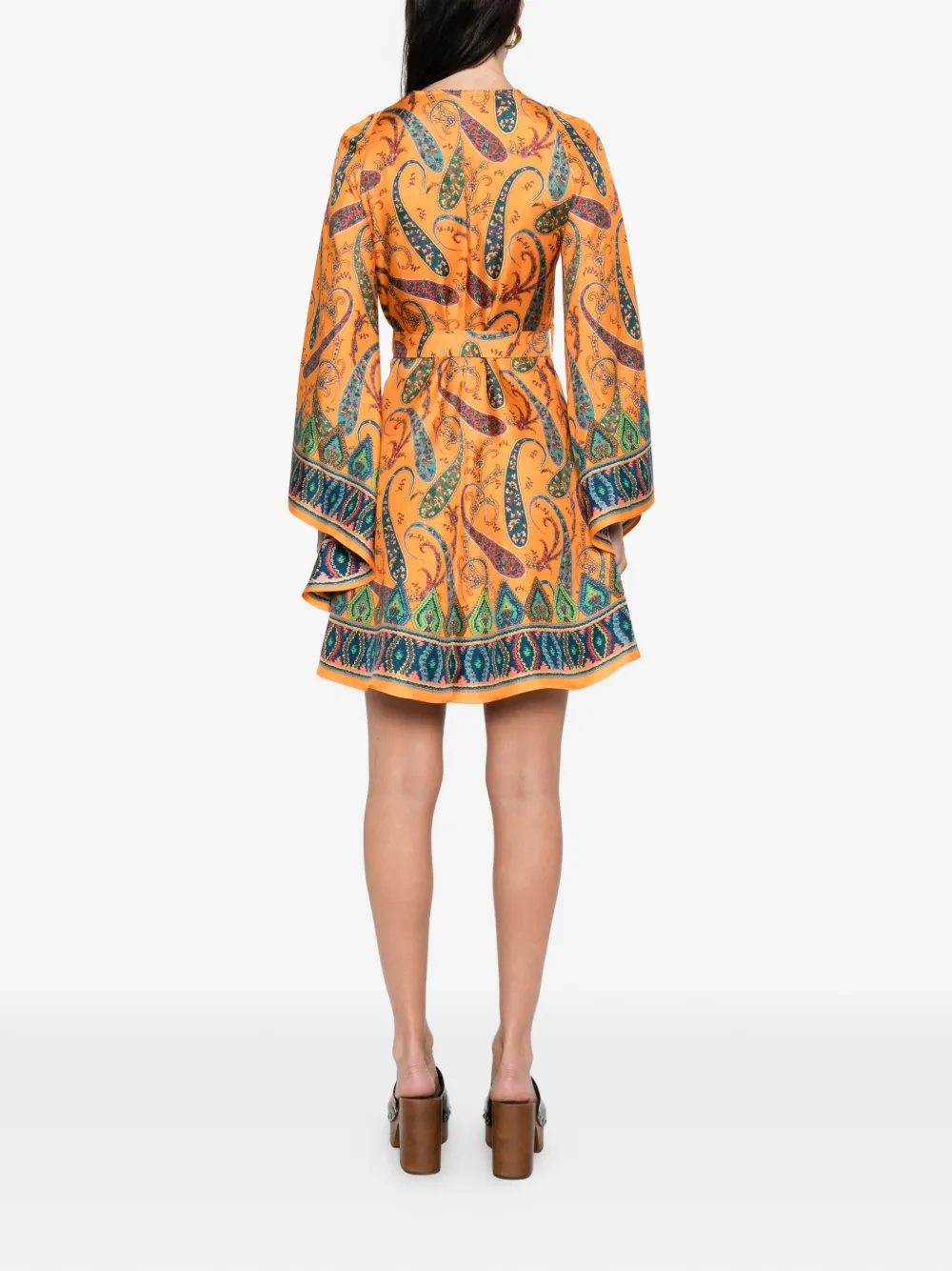 ETRO Zijden jurk met paisley-print Oranje