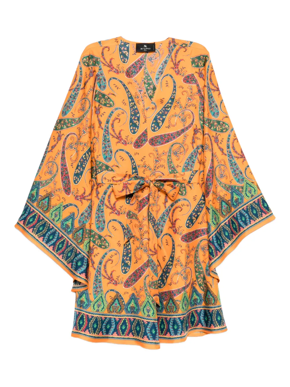 ETRO Paisley tie-waist silk dress - Arancione