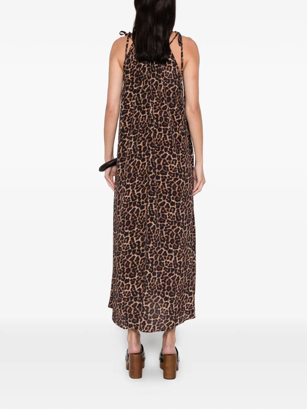 ANINE BING Flora midi-jurk met dierenprint Bruin