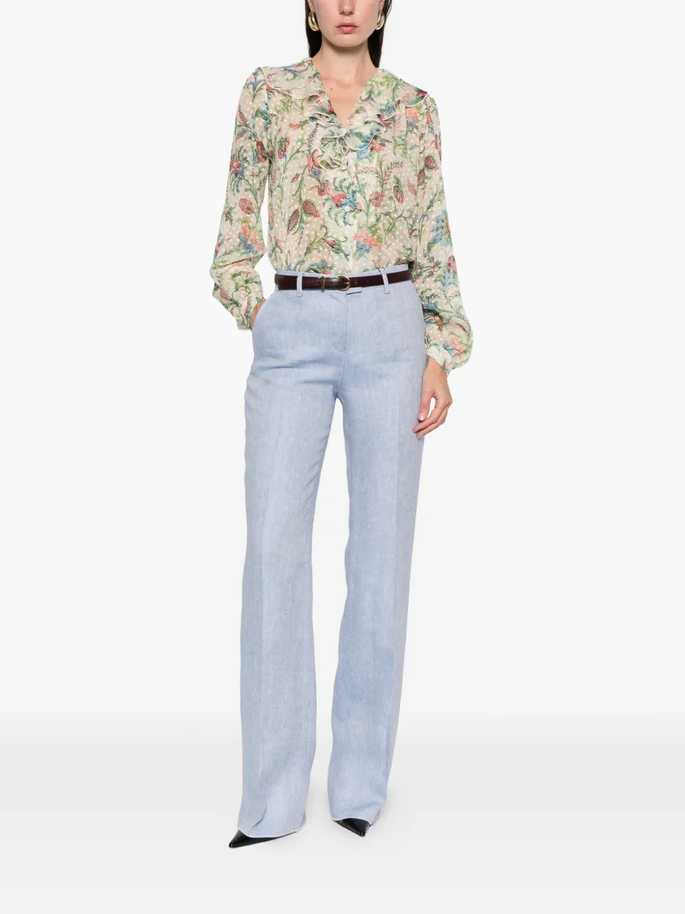 ETRO ruffled floral top - Beige