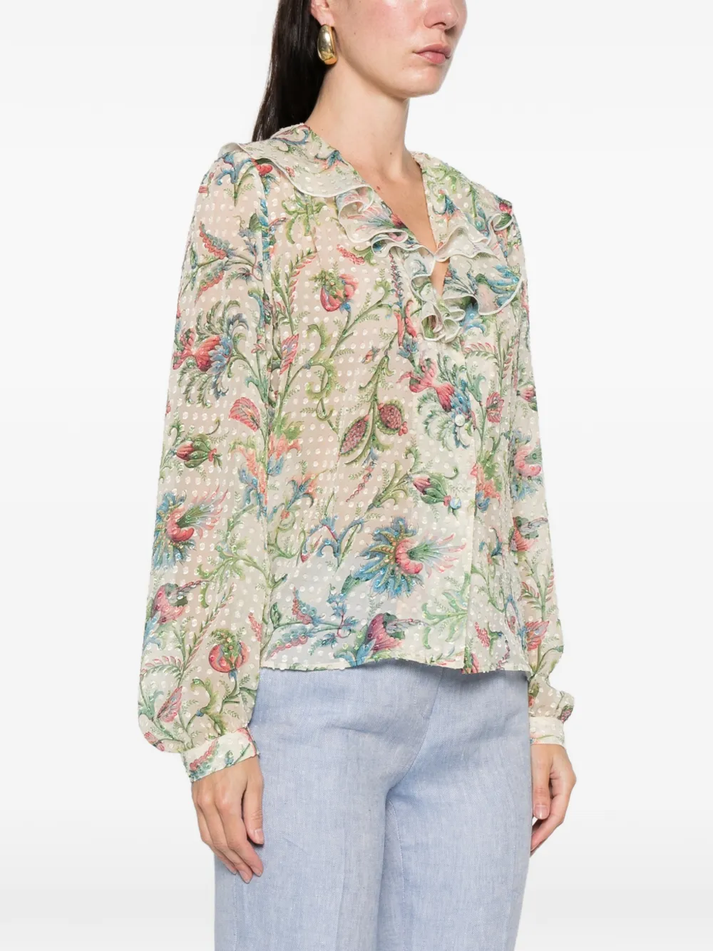  Etro Ruffled Floral Top - Neutrals 