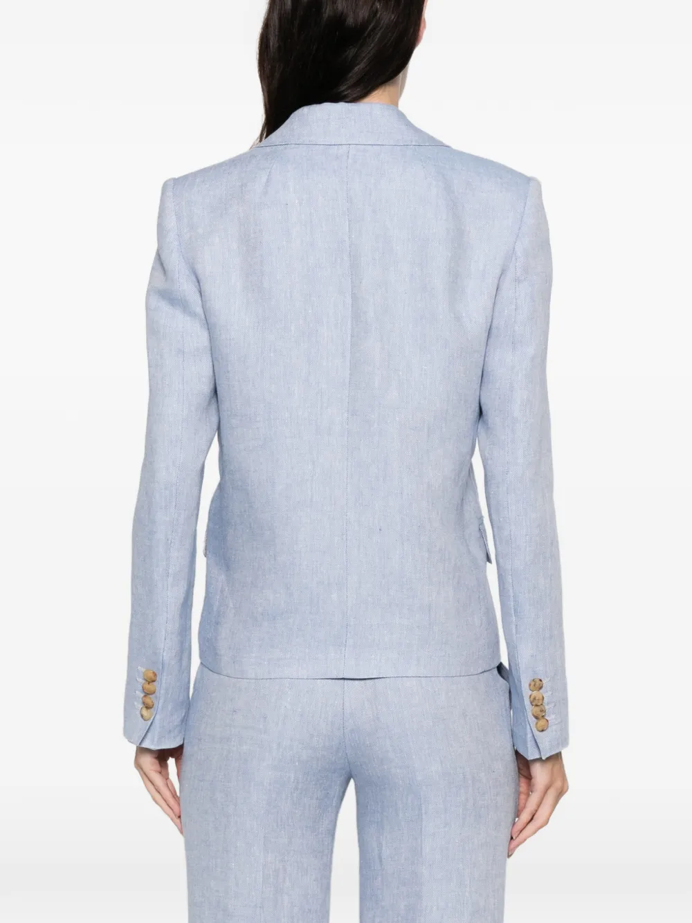 Etro V-neck Linen Blazer In Blue