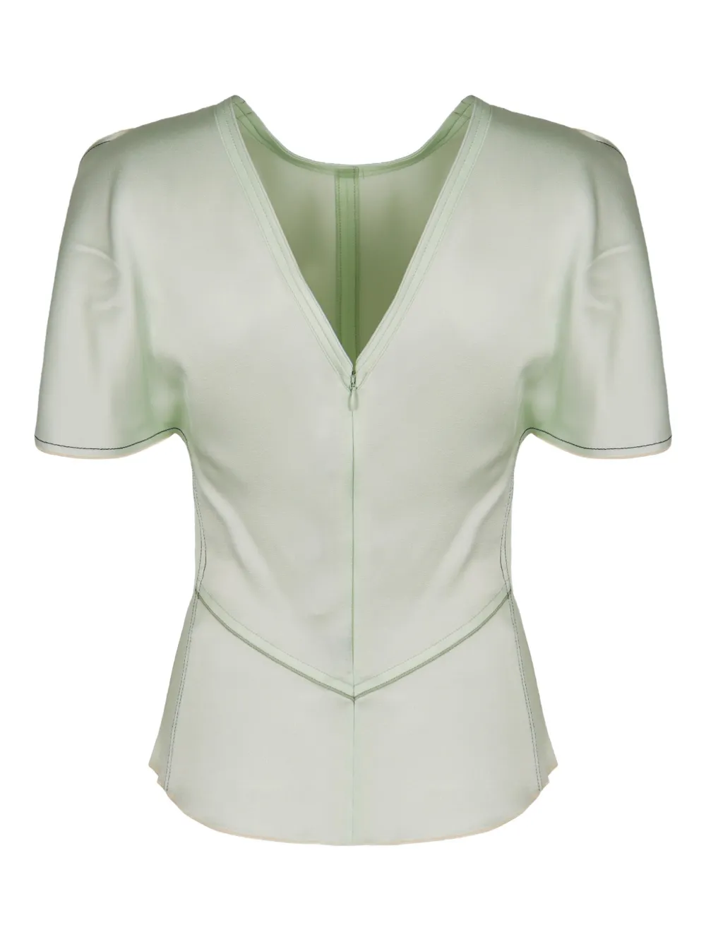 Victoria Beckham Crew-neck Short-sleeve Blouse In Green