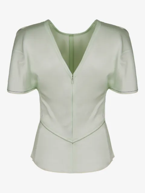 Victoria Beckham blusa manga corta con cuello redondo