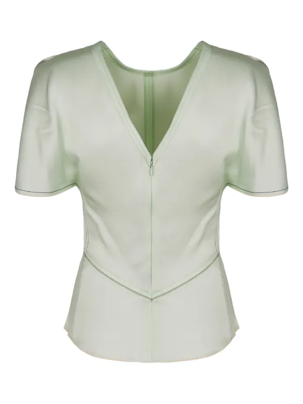 Victoria Beckham Crew-neck Short-sleeve Blouse in Green