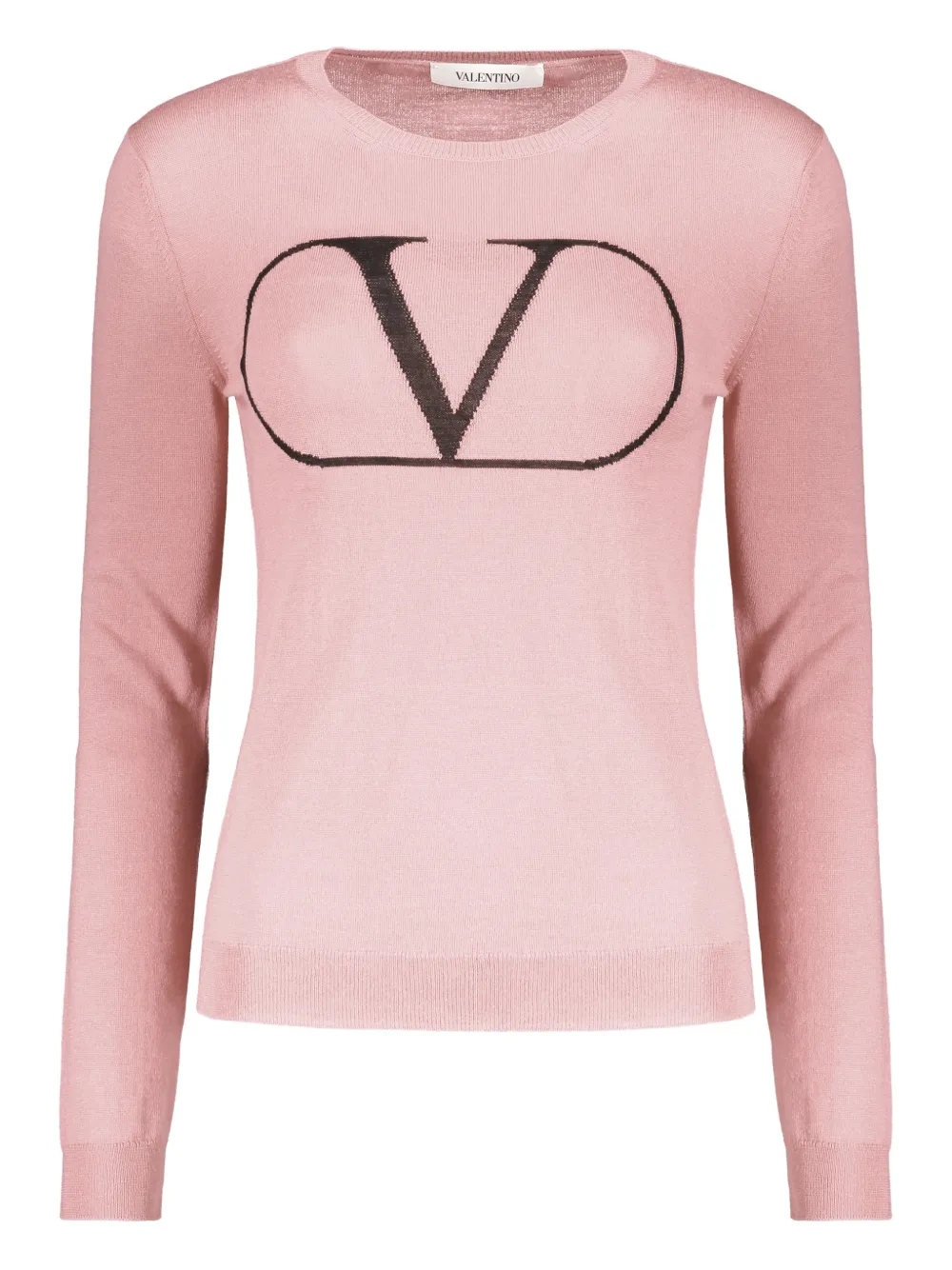 Valentino Logo-detail Ribbed Sweater In Pink