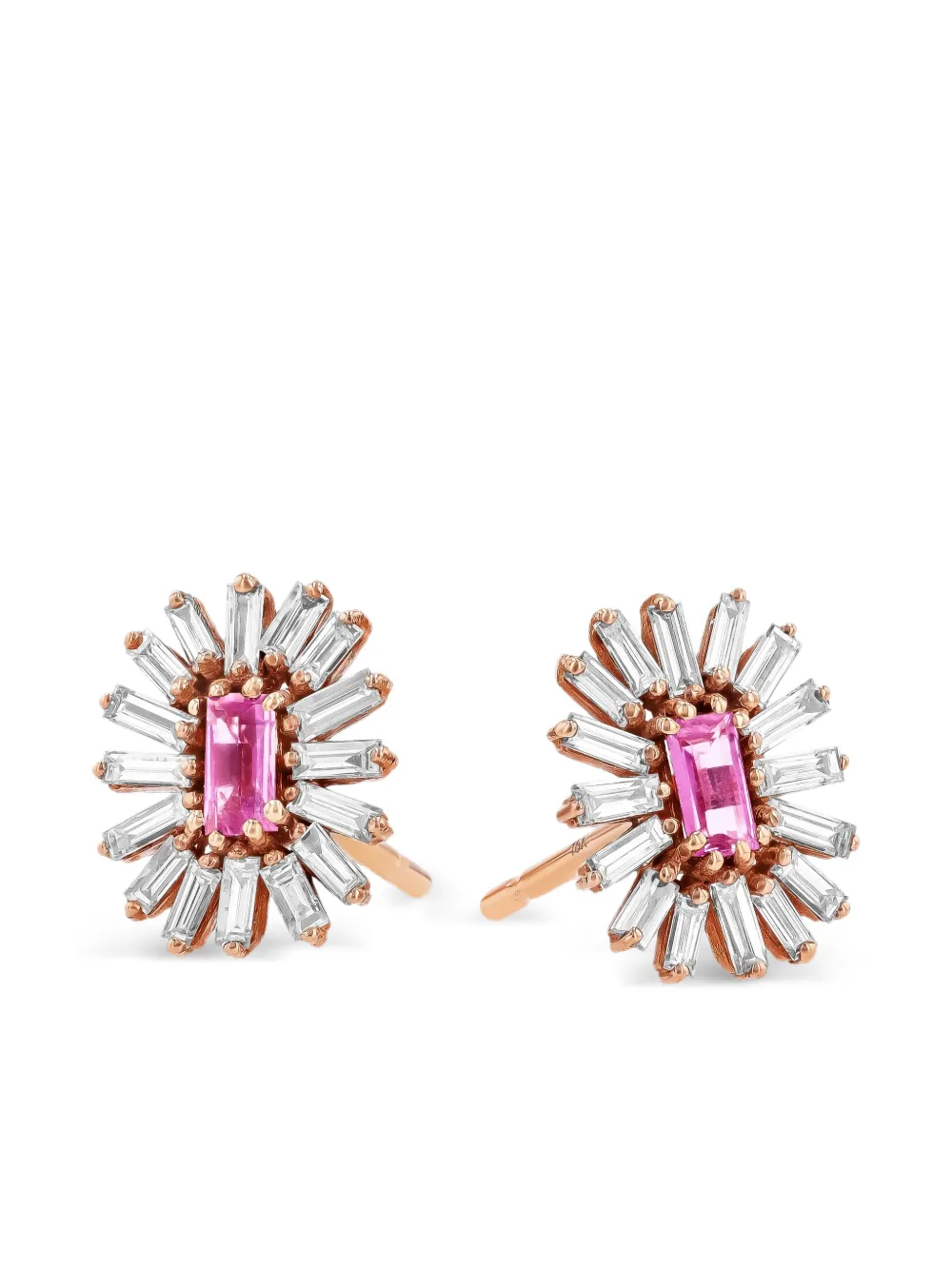 Suzanne Kalan Orecchini Bold Spark in oro rosa 18kt con diamanti e zaffiri